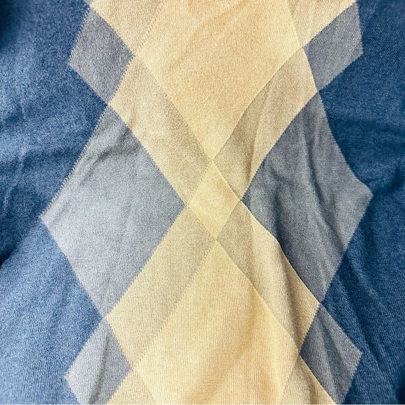 Van Heusen Men’s Sz Large Brown & Yellow Argyle 100% Cotton Long Sleeve Sweater - Picture 4 of 5